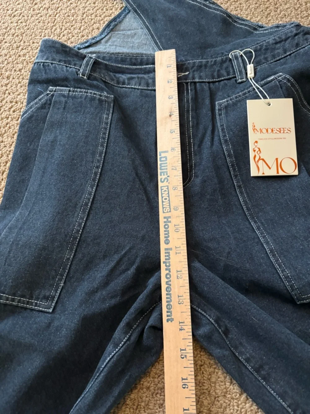 Modesees Asymmetric One-Shoulder BlueTurtleneck with  Blue One Shoulder Overalls - Picture 10 of 13